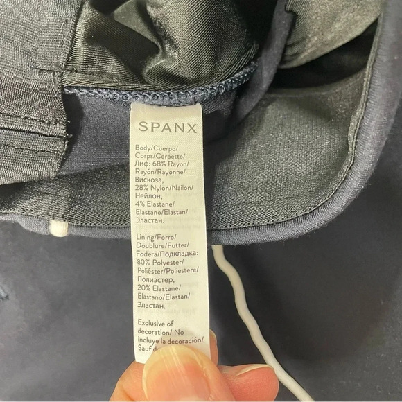 Spanx Perfect Pants Ankle Piped Skinny Ponte Knit Navy Blue - Picture 7 of 11